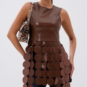 AKIRA LIGHTS FLASHING FAUX LEATHER TOP Size LL